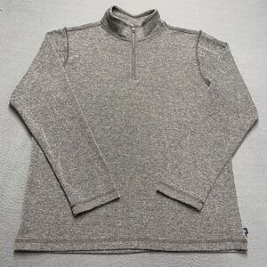 Gap Sweater Mens L Gray 1/4 Zip Mock Neck Tight-Knit Pullover Cotton Poly
